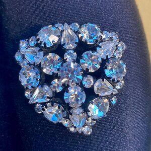 Vintage triangular Austrian clear stone brooch